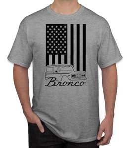 Men’s Gray Early Bronco 66-77 American Flag T-Shirt